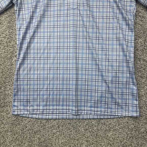 Collars And Co Polo Mens Small Blue Plaid Performance Golf Short Sleeve Poly - Picture 5 of 14